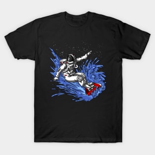 Space Astronaut Surfing T-Shirt